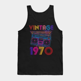 Vintage 1970 Cassette Reader Boombox 50th Birthday Tank Top